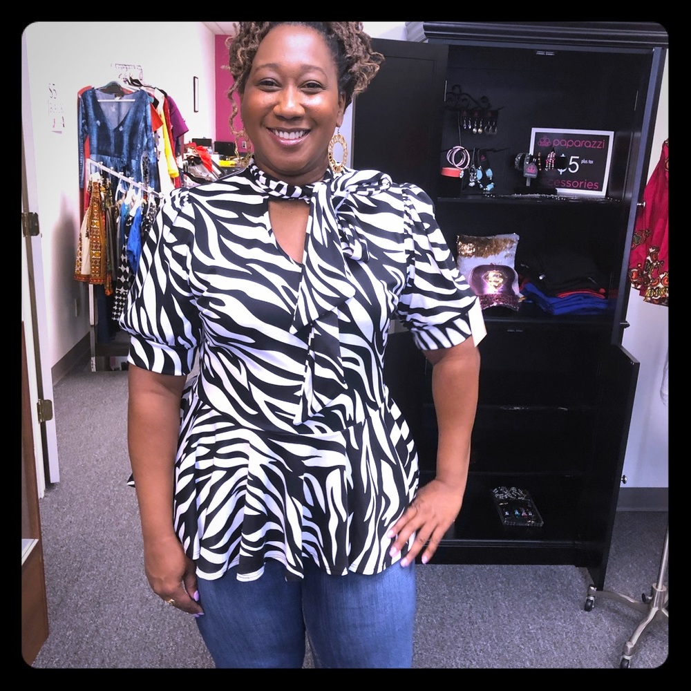 Plus Size Zebra Print Blouse